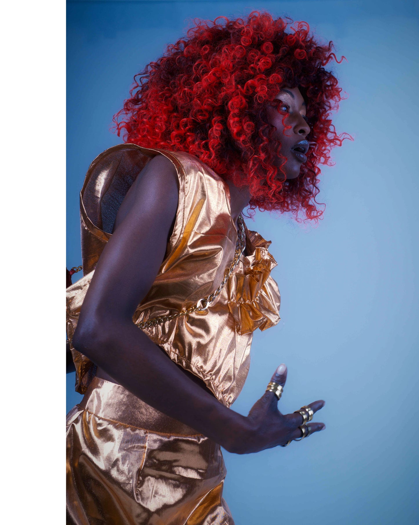 Metallic Gold Frill Crop Top – Radiant, Playful, and Bold