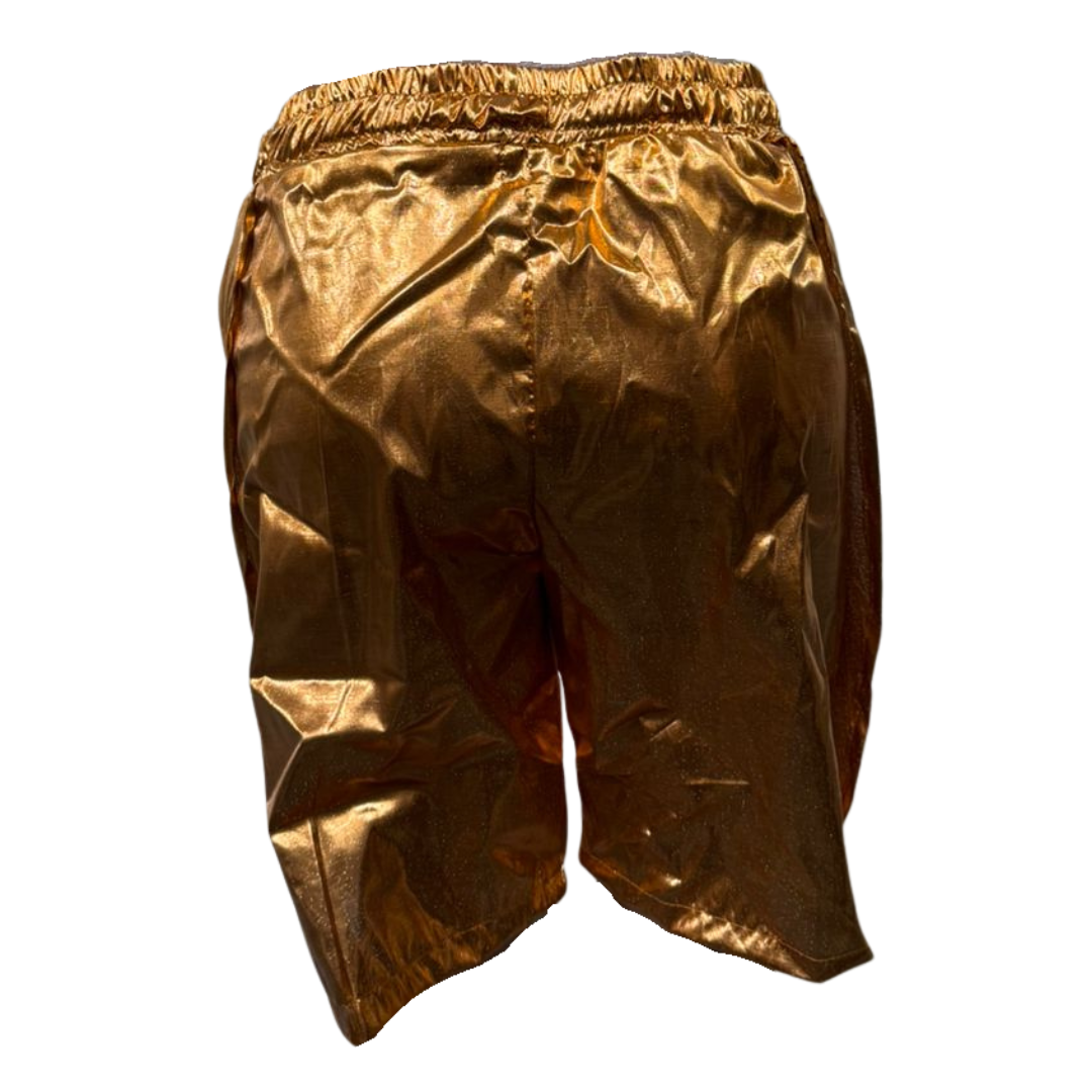 Metallic Gold Drawstring shorts – shine with effortless comfort