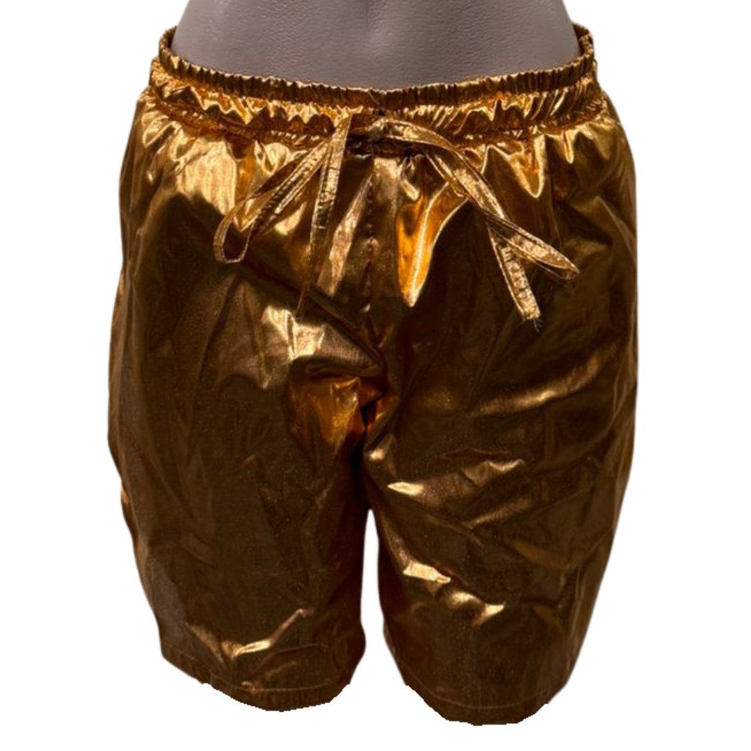 Metallic Gold Drawstring shorts – shine with effortless comfort