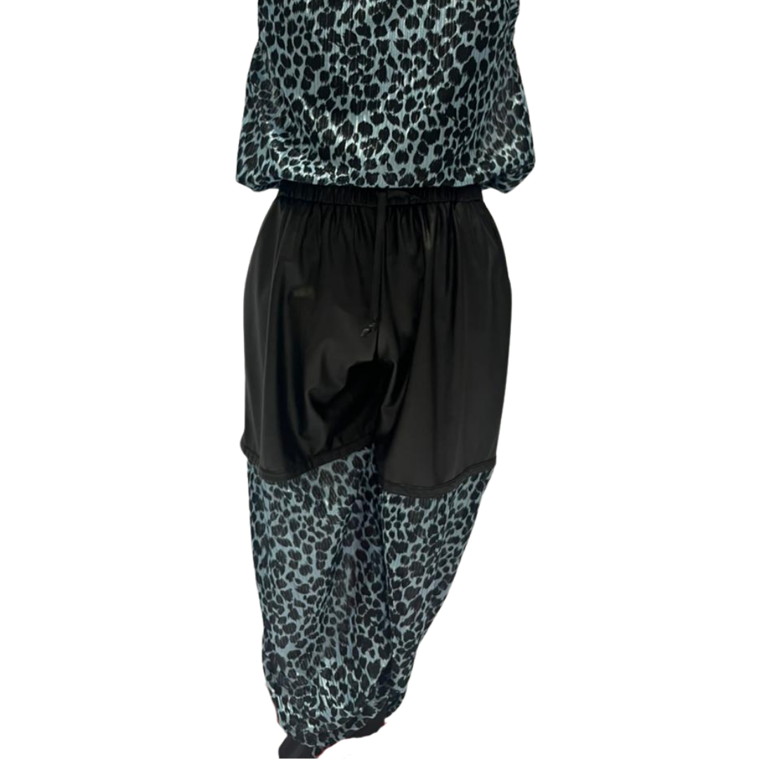 Sheer Blue Leopard Layered Pants