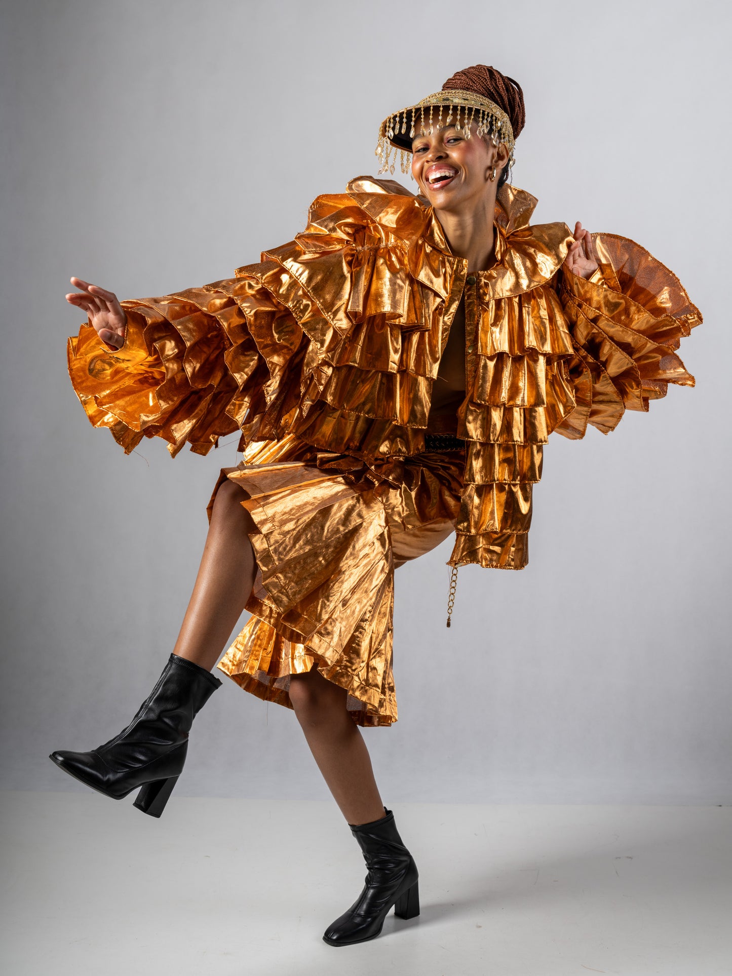 Golden Mirage Layered Ruffle Fantasy Jacket