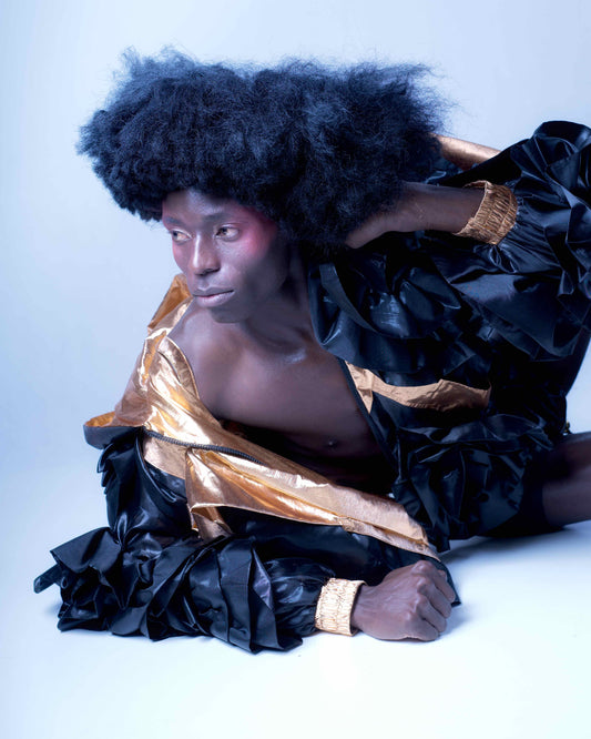 Black & Gold 3D Floral Statement Jacket – Couture Drama Meets Modern Edge