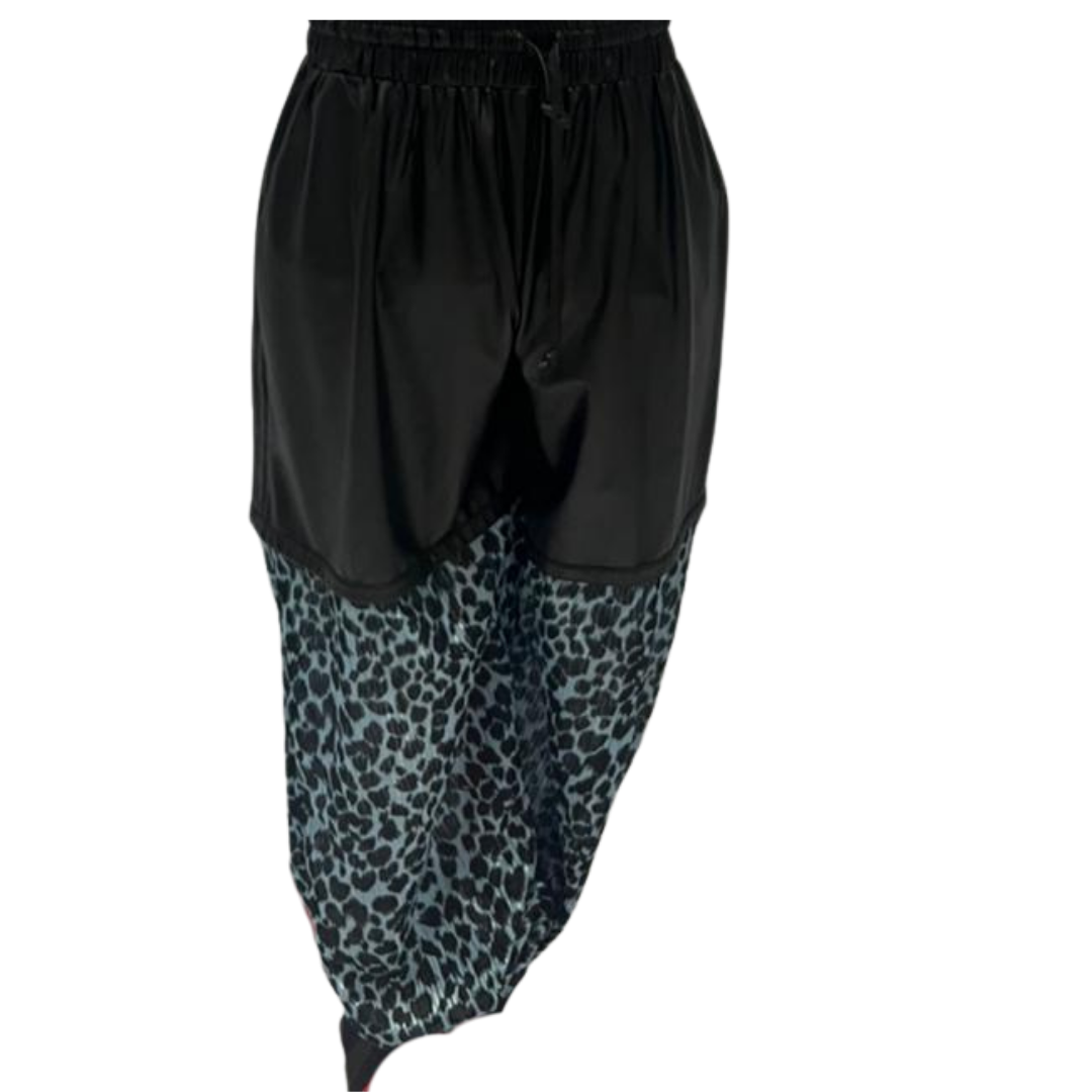 Sheer Blue Leopard Layered Pants