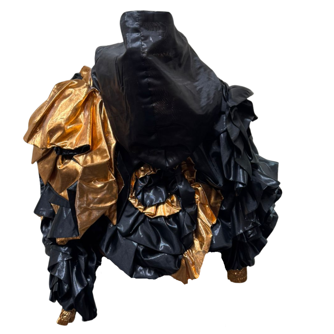 Black & Gold 3D Floral Statement Jacket – Couture Drama Meets Modern Edge