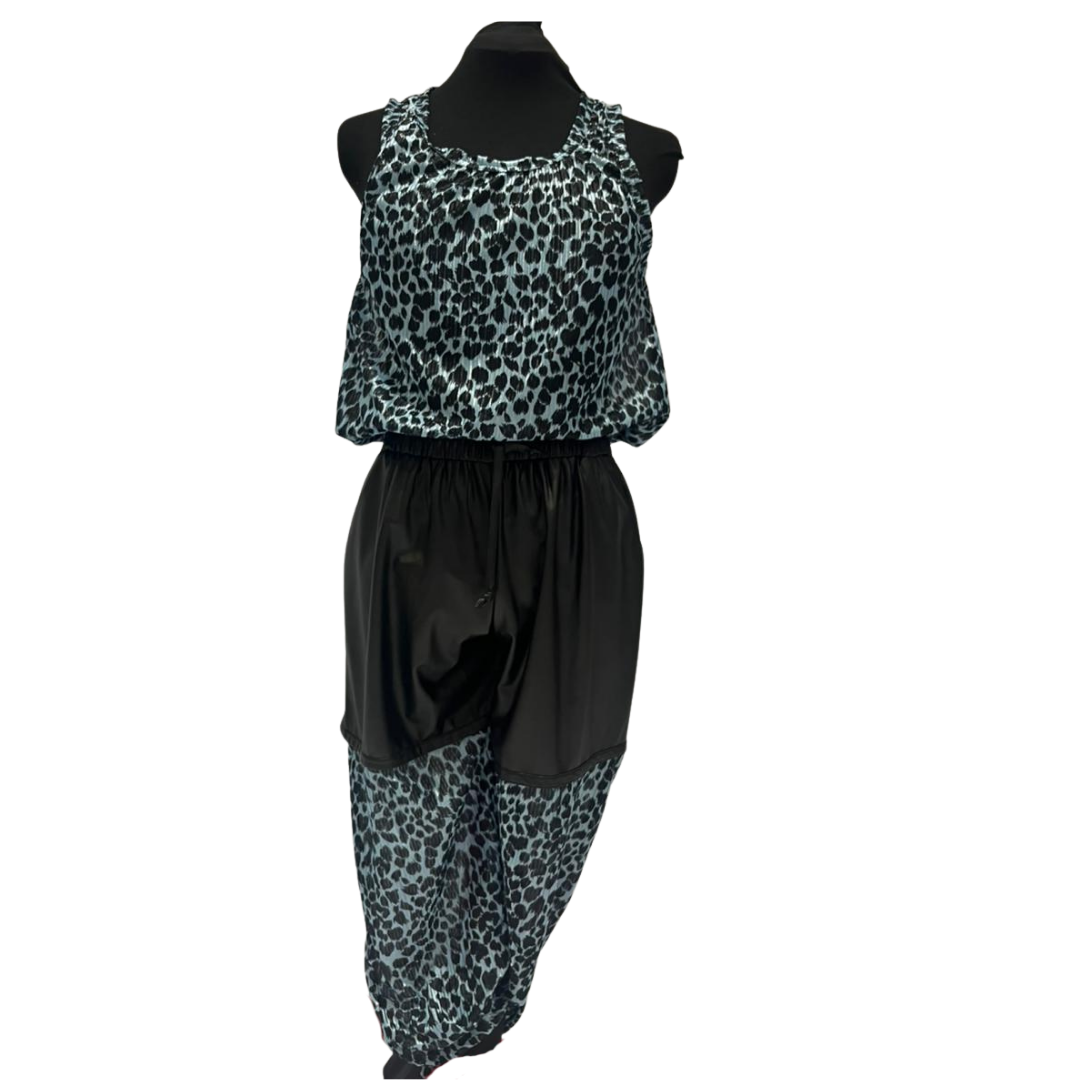 Sheer Blue Leopard Layered Pants