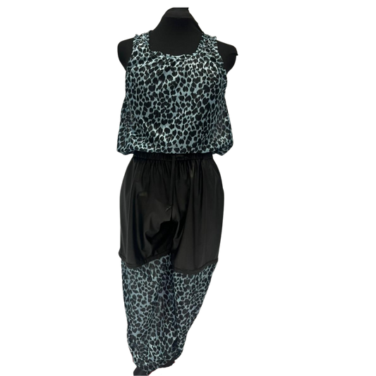 Sheer Blue Leopard Layered Pants