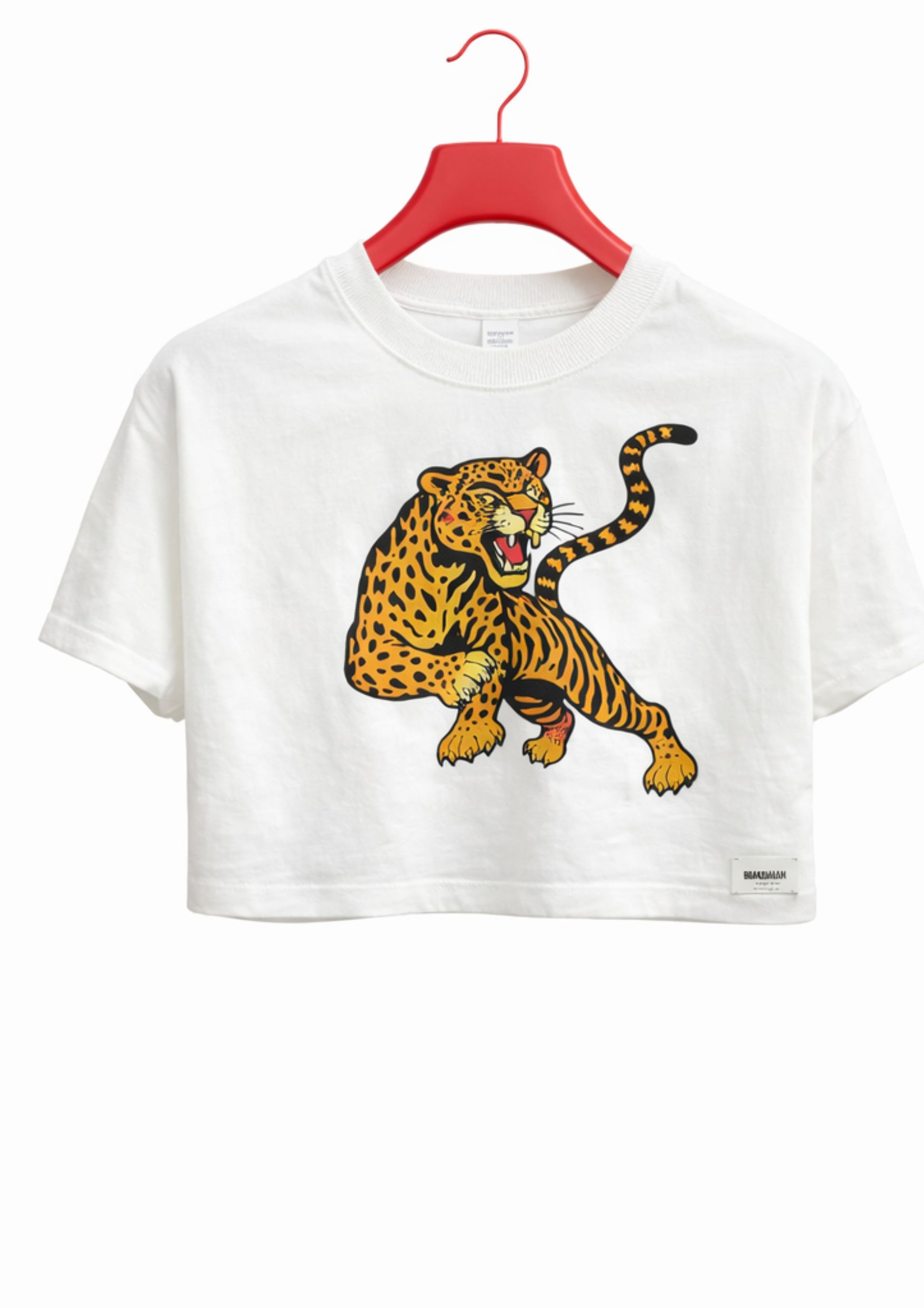 alt="white tiger  graphic crop top tee designer streetwear crop top South Africa Brad & Abiah AMEN"