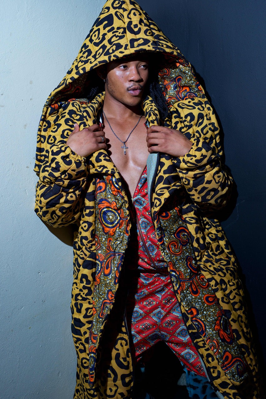 Full Length Stylised Leopard Print Puffer Coat