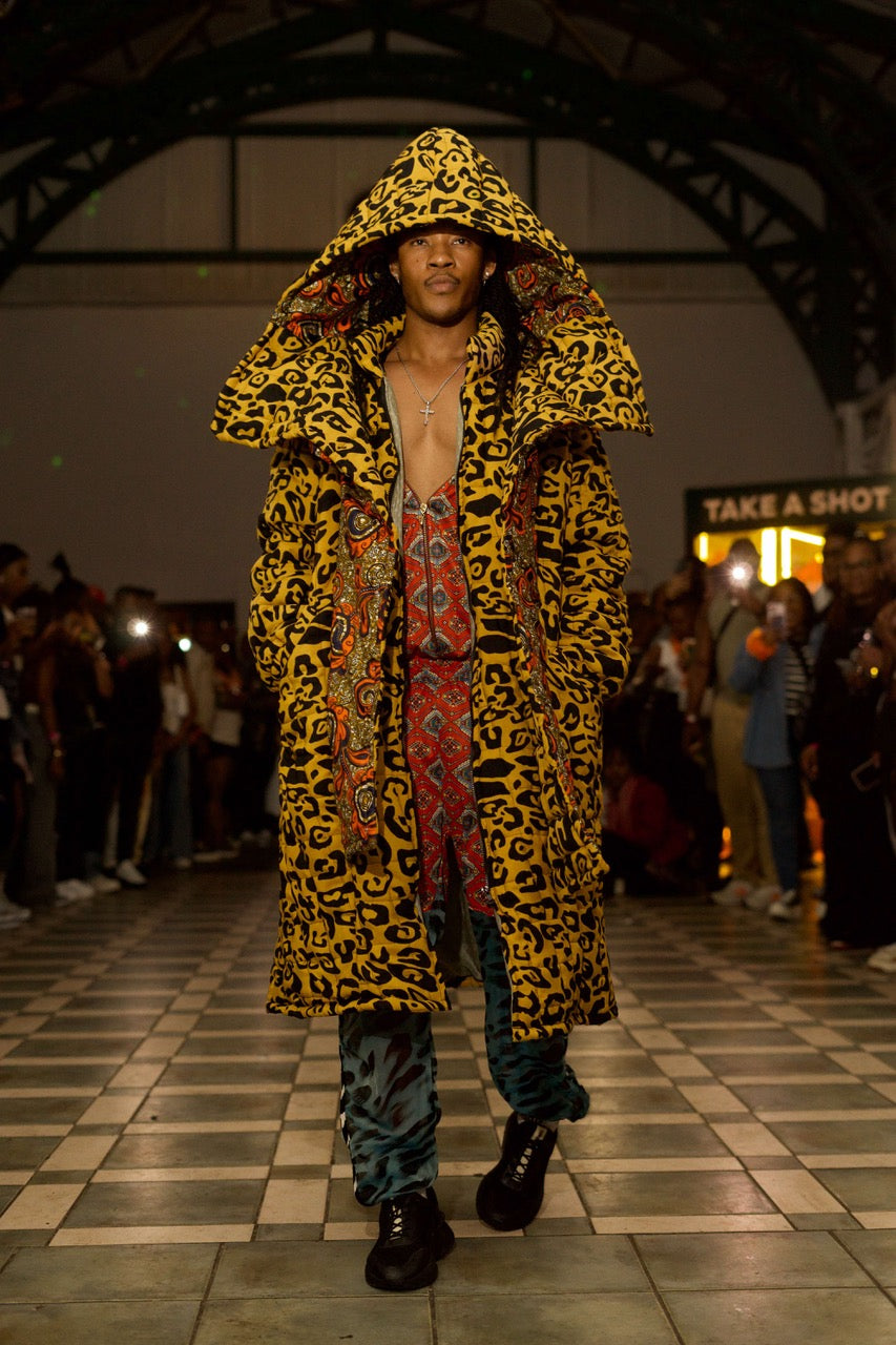 Full Length Stylised Leopard Print Puffer Coat