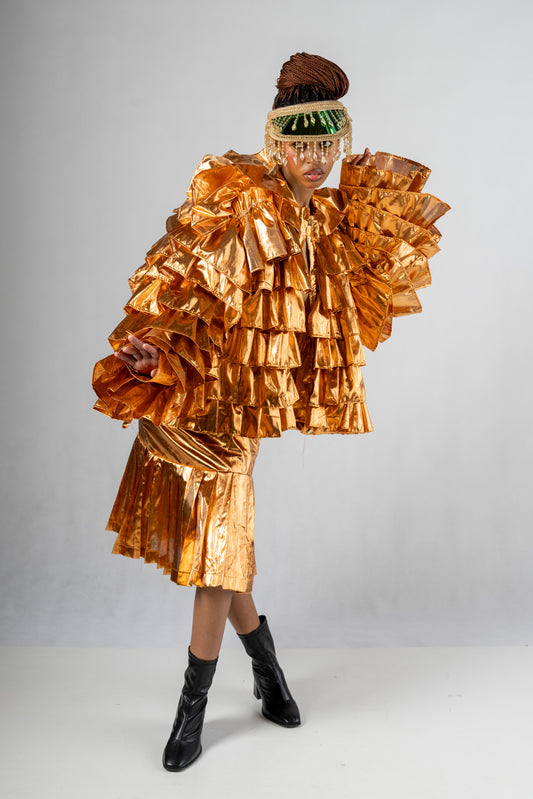 Golden Mirage Layered Ruffle Fantasy Jacket