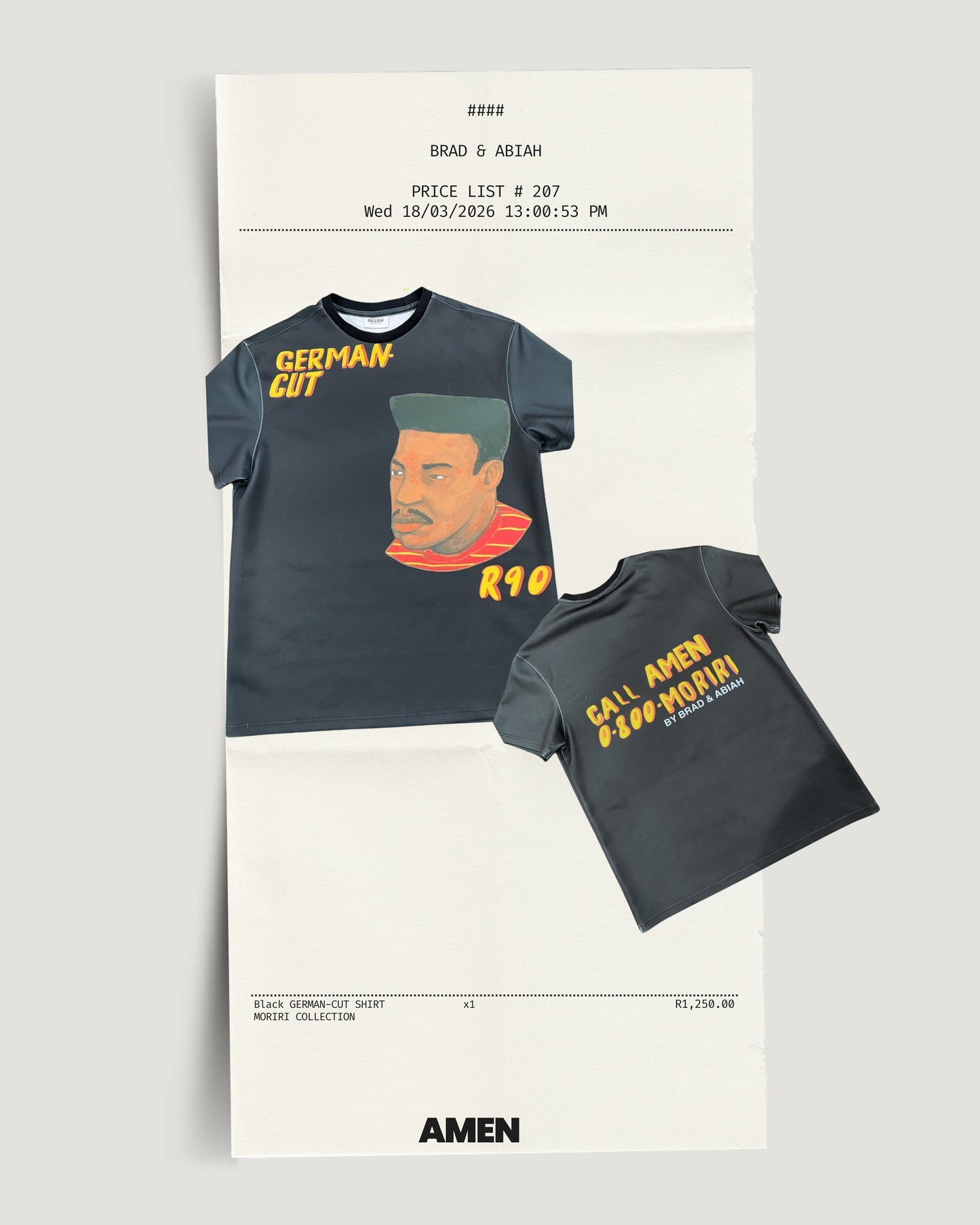 alt="black german cut shirt slip design  designer streetwear South Africa" Brad & Abiah Amen