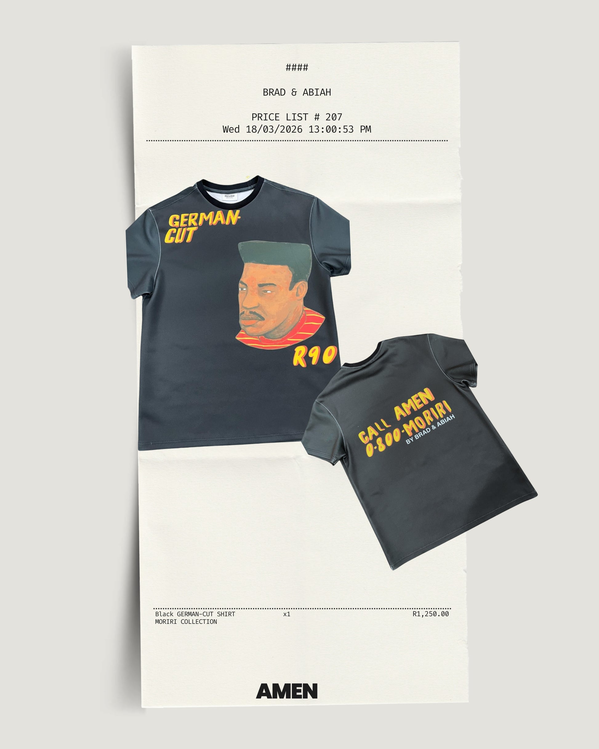 alt="black german cut shirt slip design  designer streetwear South Africa" Brad & Abiah Amen