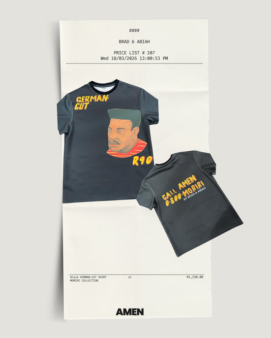 alt="black german cut shirt slip design  designer streetwear South Africa" Brad & Abiah Amen