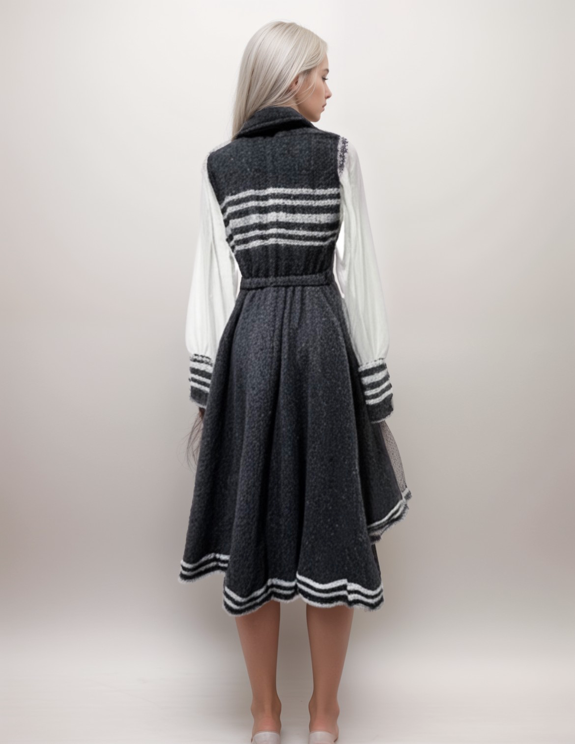 Brushed Polyester Wool Coating Dress