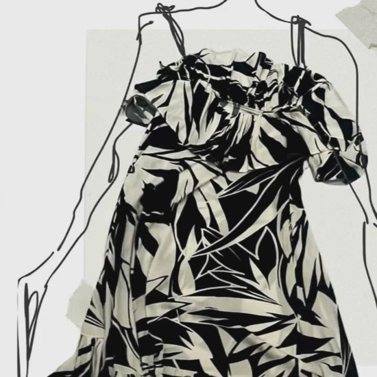 AMEN_BY_BRAD_ABIAH_Abstract Ruffle Maxi Dress