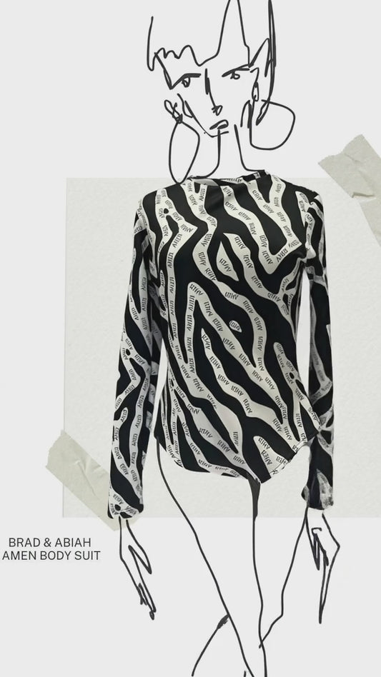 AMEN BY BRAD &ABIAH  ZEBRA BODY SUIT 